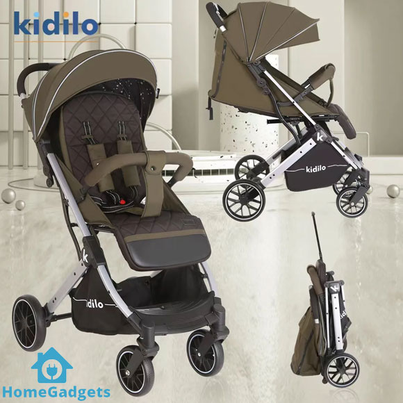 Kidilo Travel Foldable Baby Stroller Pram K12 4 Kidilo Folding Cabin Baby Stroller PU Leather K12