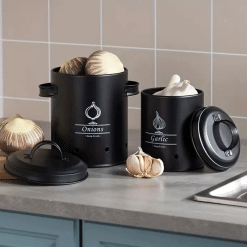 Metal Potato Garlic Onion Storage Containers 3Pcs