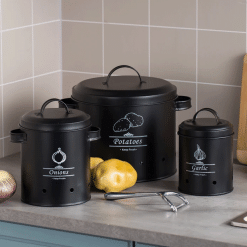 Metal Potato Garlic Onion Storage Containers 3Pcs
