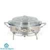 ORCHID Buffet Serving Dish With Stainless Steel Holder Burner Silver