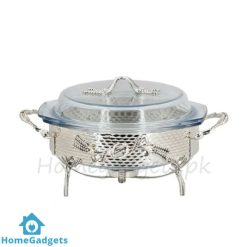 ORCHID Buffet Serving Dish With Stainless Steel Holder Burner Silver
