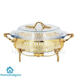 ORCHID Glass Serving Buffet Dish With Burner Gold