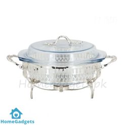 ORCHID Glass Serving Buffet Dish With Burner Silver