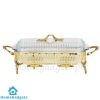 ORCHID Rectangular Glass Serving Buffet Dish With Burner Gold