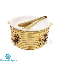 ORCHID Round Buffet Serving Bowl Stand With Tong Gold