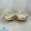 Oval Ceramic Twin Chafing Dish Buffet Set 11 Inch