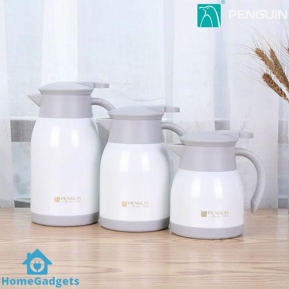 PENGUIN Stainless Steel Thermos Coffee Pot Vacuum Flask White 1 PENGUIN Stainless Steel Thermos Coffee Pot Vacuum Flask