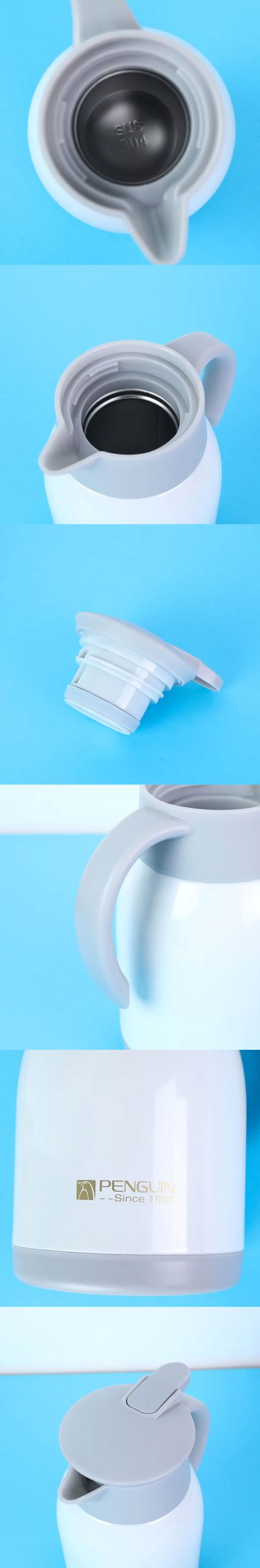 PENGUIN Stainless Steel Thermos Coffee Pot Vacuum Flask White 6 PENGUIN Stainless Steel Thermos Coffee Pot Vacuum Flask