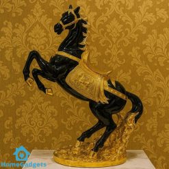 Porcelain Horse Statue Luxury Ornament Golden and Black 2 Feet
