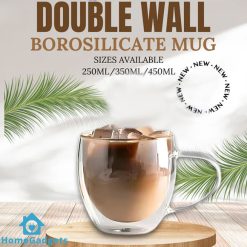 Premium Double Wall Borosilicate Glass Mug 1Pcs
