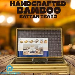 Premium Handcrafted Bamboo Rattan Tray Set of 3 8 Premium Handcrafted Bamboo Rattan Tray Set of 3