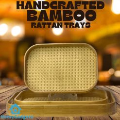 Premium Handcrafted Bamboo Rattan Tray Set of 3