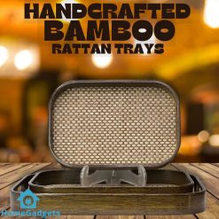 Premium Handcrafted Bamboo Rattan Tray Set of 3 7 Premium Handcrafted Bamboo Rattan Tray Set of 3
