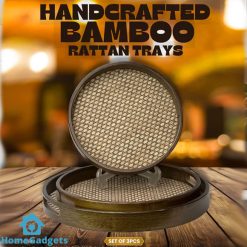 Premium Handcrafted Bamboo Rattan Tray Set of 3