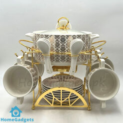 22 Pcs Ceramic Soup Set with Golden Stand