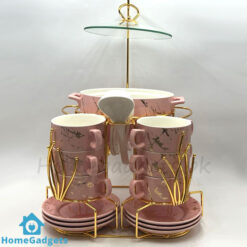 22 Pcs Ceramic Soup Set with Golden Stand