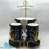 22 Pcs Ceramic Soup Set with Golden Stand