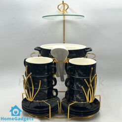 22 Pcs Ceramic Soup Set with Golden Stand