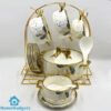 22 Pcs Ceramic Soup Set with Golden Stand
