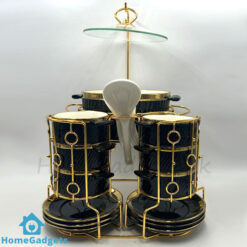 22 Pcs Ceramic Soup Set with Golden Stand
