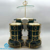 22 Pcs Ceramic Soup Set with Golden Stand