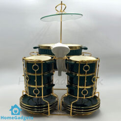 22 Pcs Ceramic Soup Set with Golden Stand