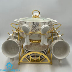 22 Pcs Ceramic Soup Set with Golden Stand