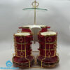 22 Pcs Ceramic Soup Set with Golden Stand