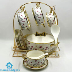 22 Pcs Ceramic Soup Set with Golden Stand