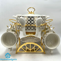 22 Pcs Ceramic Soup Set with Golden Stand