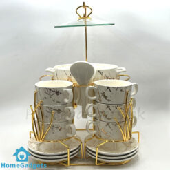 22 Pcs Ceramic Soup Set with Golden Stand