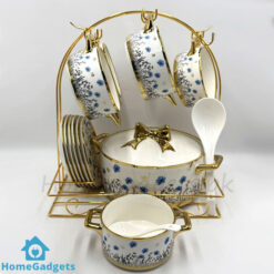 22 Pcs Ceramic Soup Set with Golden Stand