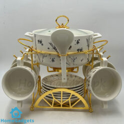 22 Pcs Ceramic Soup Set with Golden Stand