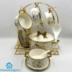 22 Pcs Ceramic Soup Set with Golden Stand