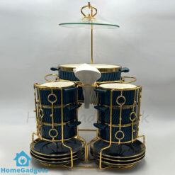 22 Pcs Ceramic Soup Set with Golden Stand