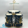 22 Pcs Ceramic Soup Set with Golden Stand Blue