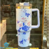 Cute Floral Tumbler with Straw 40oz
