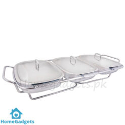 Triple Food Warmer Glass Dish 3×1.5 Liters K-570