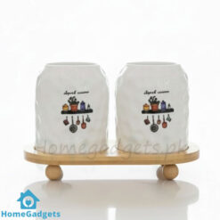 2 Piece Spoon Organizer with Bamboo Stand