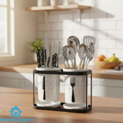 2 Piece Spoon Organizer with Metal Rack