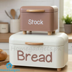 Bread Storage Containter Rubber Wood Handle Set of 2