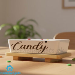 Creamic Candy Dish with Wooden Tray