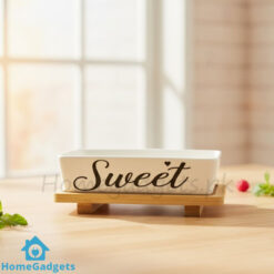 Creamic Sweet Dish with Wooden Tray