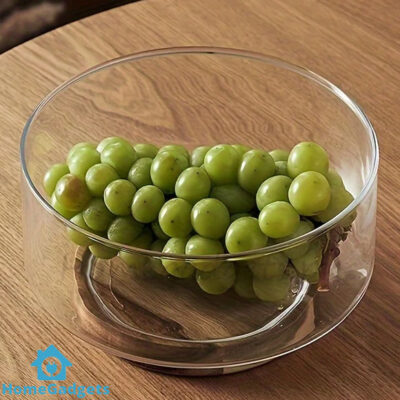 Creative Glass Fruit Salad Bowl with Wooden Base