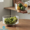 Creative Glass Fruit Salad Bowl with Wooden Base
