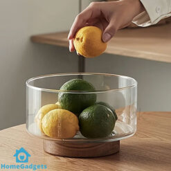 Creative Glass Fruit Salad Bowl with Wooden Base