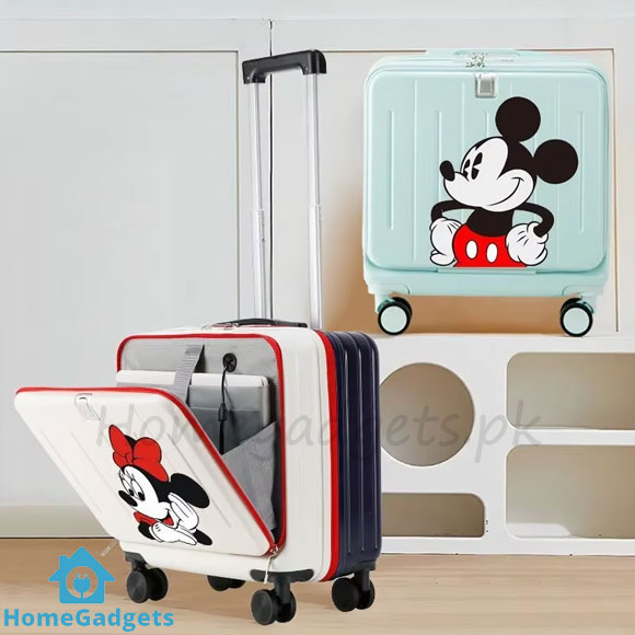 Disney Mickey and Minnie Cartoon Suitcase | 18 Inch Kids Carry-On Luggage 2 Disney Mickey and Minnie Cartoon Suitcase