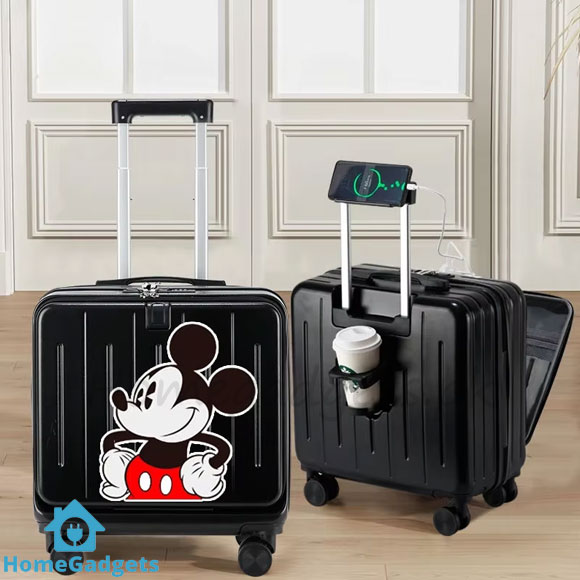 Disney Mickey and Minnie Cartoon Suitcase | 18 Inch Kids Carry-On Luggage 6 Disney Mickey and Minnie Cartoon Suitcase