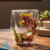 Double Wall Asthetic Flower Glass