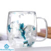 Double Wall Flower Glass Mug
